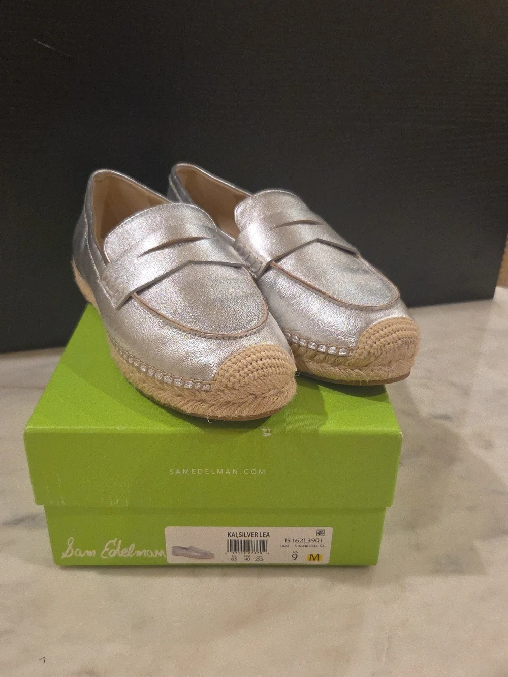 Sam Edelman Silver Metallic Espadrille Loafers